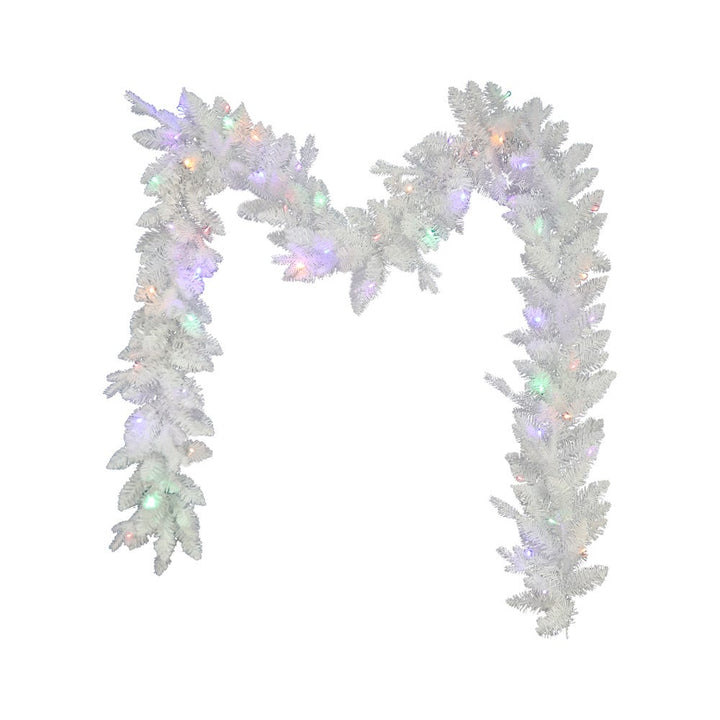 Kurt Adler 9-Foot Pre-Lit Multi-Colored LED Jackson White Pine Garland GRL62090LEDM