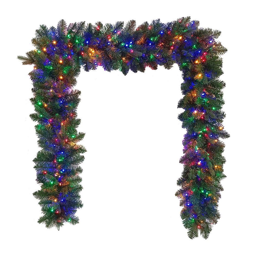Kurt Adler 9-Foot Prelit Multicolored LED Noble Fir Garland GRL72090LEDM