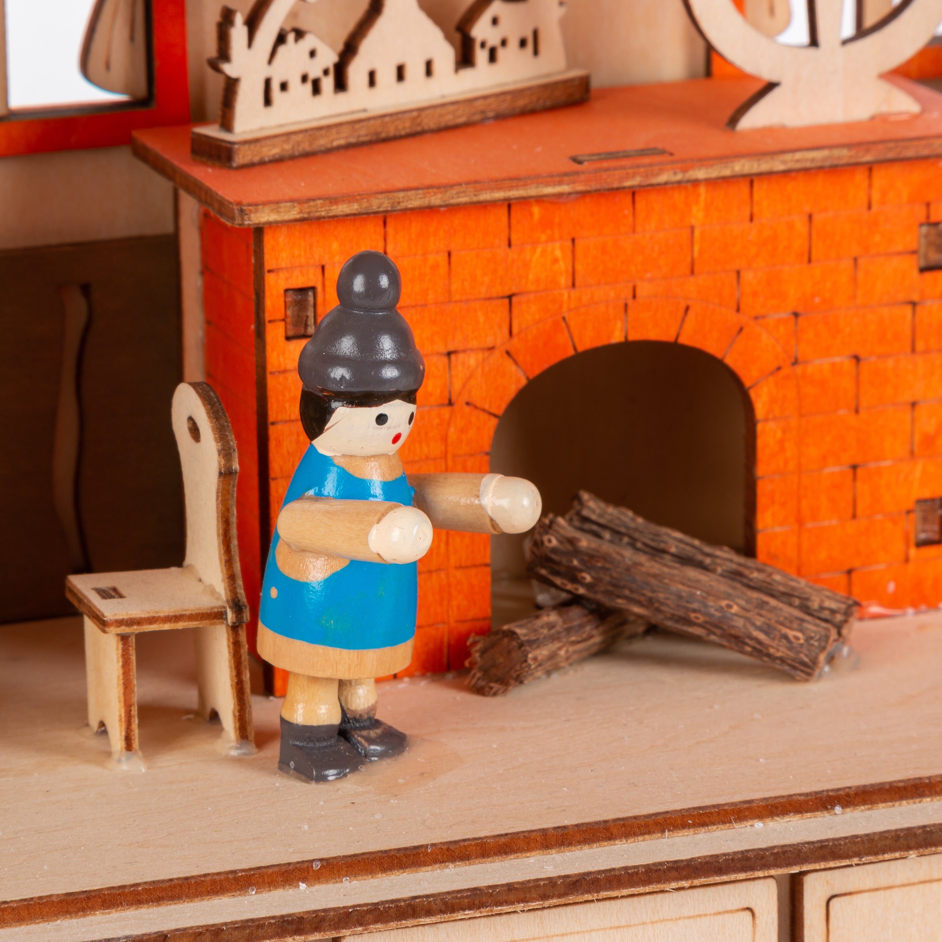 Heirloom 15.75 in L Battery Operated Lighted Laser Cut Wood Holiday Scene and Advent Calendar