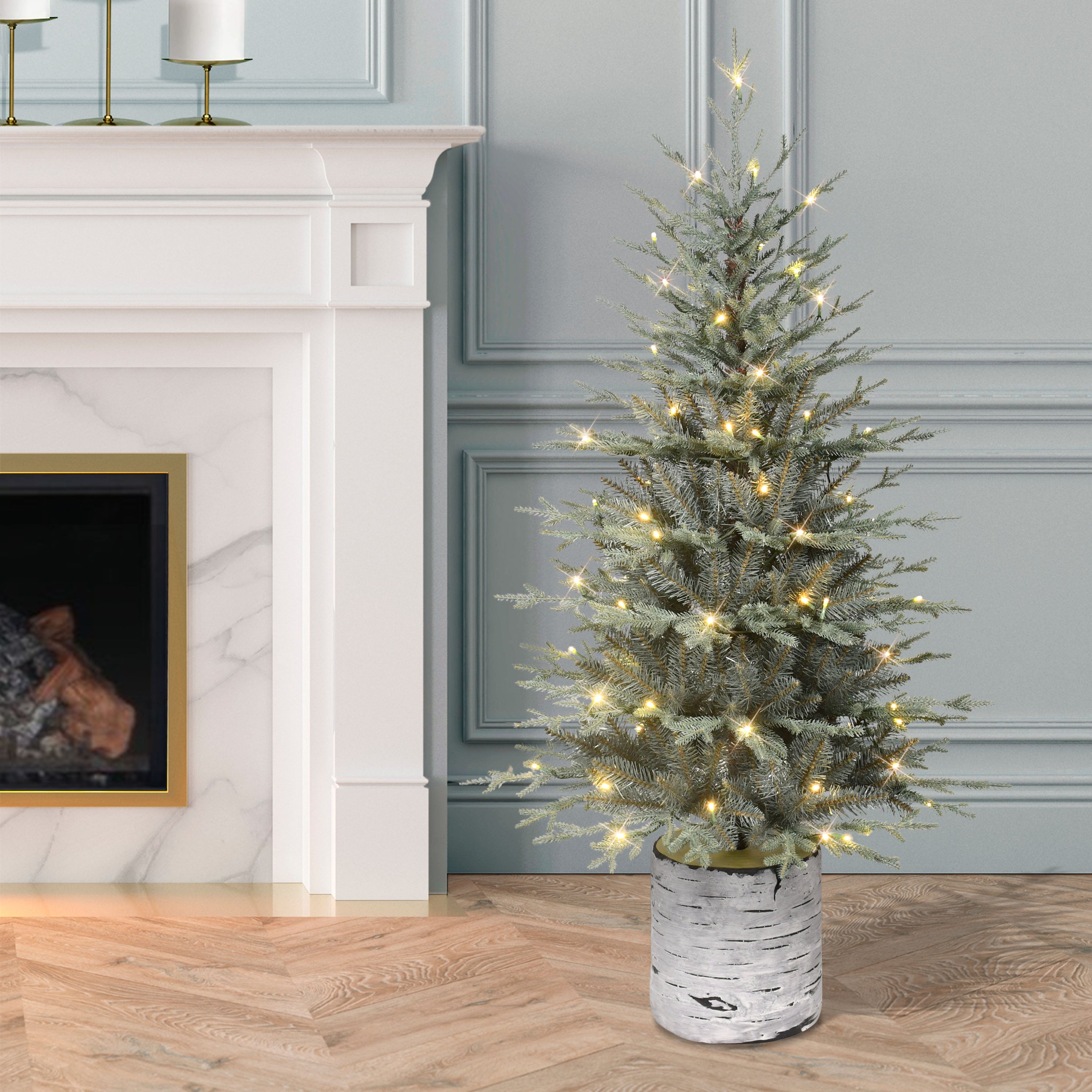 4.5' Pre-Lit Blue Potted Arctic Fir Tree
