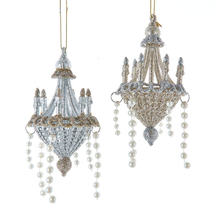 6.5" Glitter Chandelier Ornament, 2 Assorted #H0751