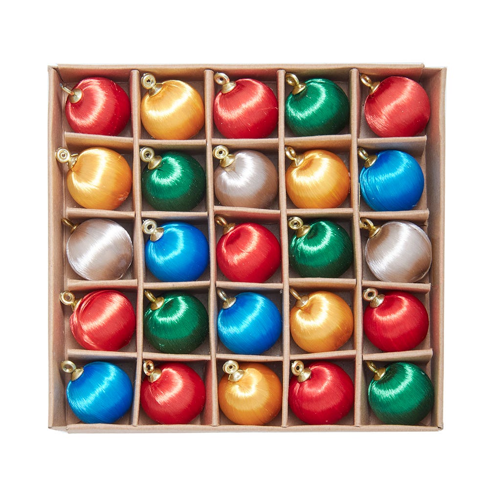 1.18" Multi Color Silk Ball Ornaments - 25pk H1647