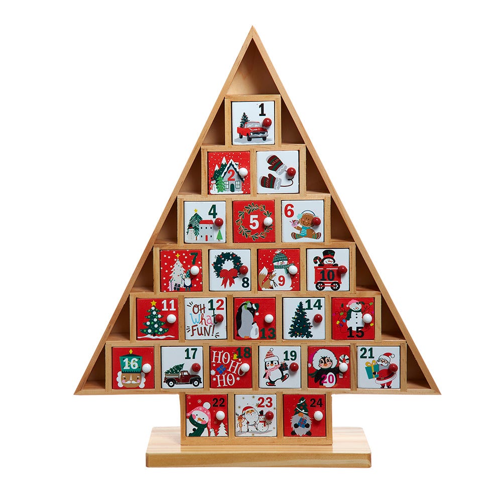 Kurt Adler 15-Inch Wooden Tree Advent Calendar H1658