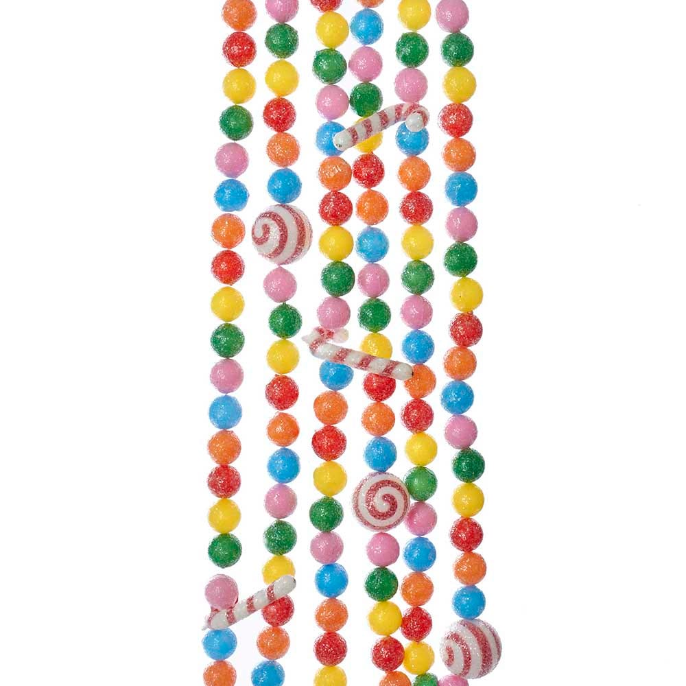 6ft Multi Colored Candy Cane & Ball Garland #H2047-6FT