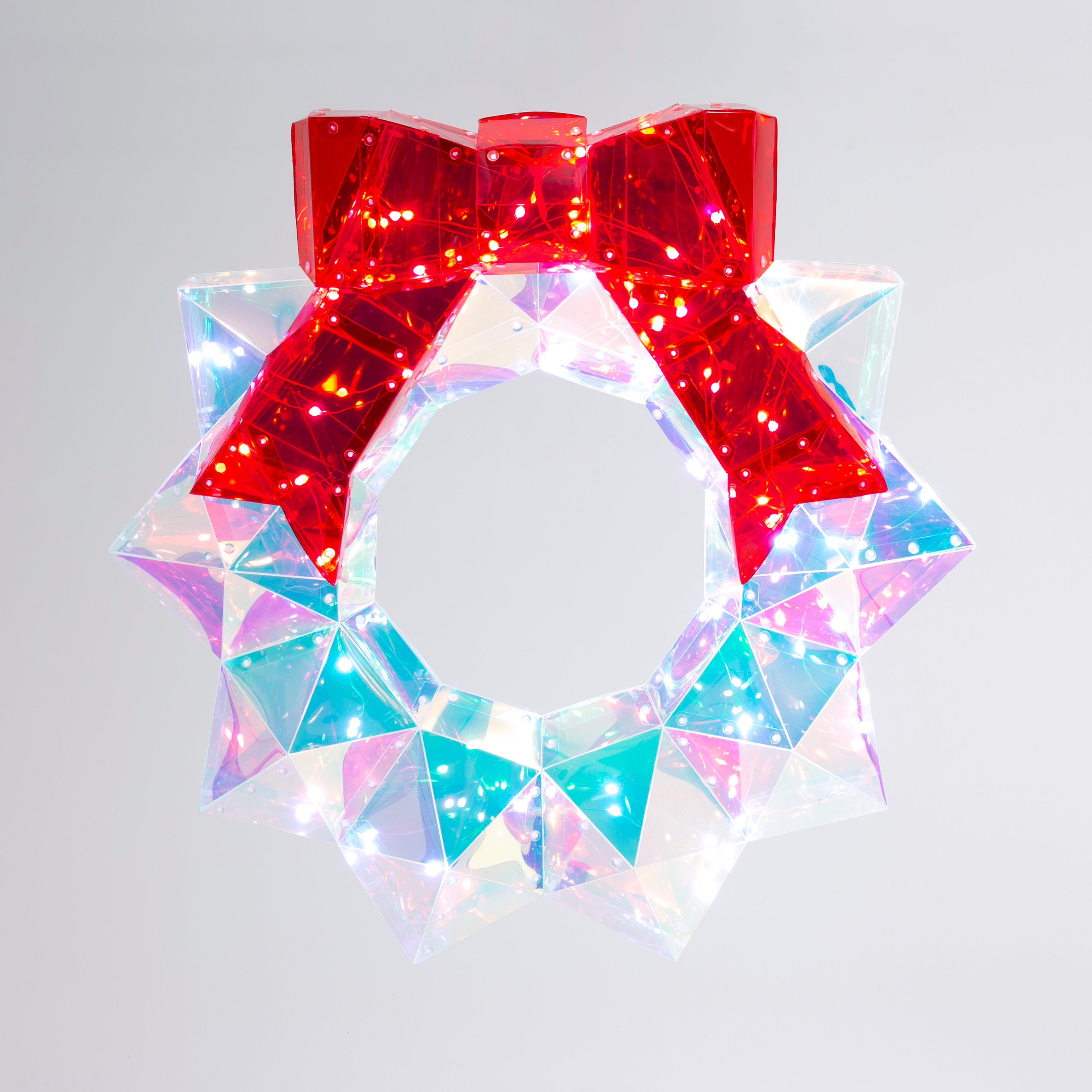 Estate style 21.8 in D USB Electric RGB Lighted Holographic Hanging Wreath