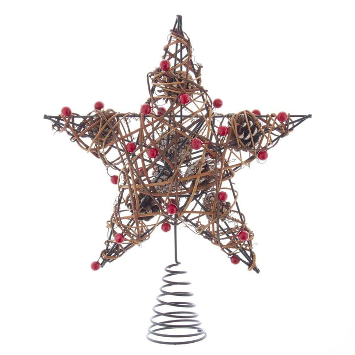 Kurt Adler 12-Inch Natural Brown Star Treetop with Berries