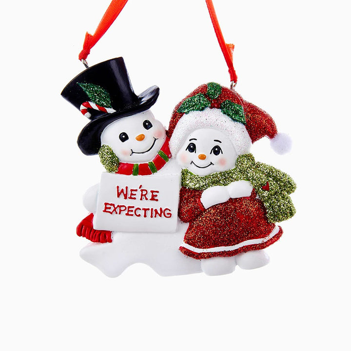 3.75" Snow Couple "We're Expecting" Ornament #H5086