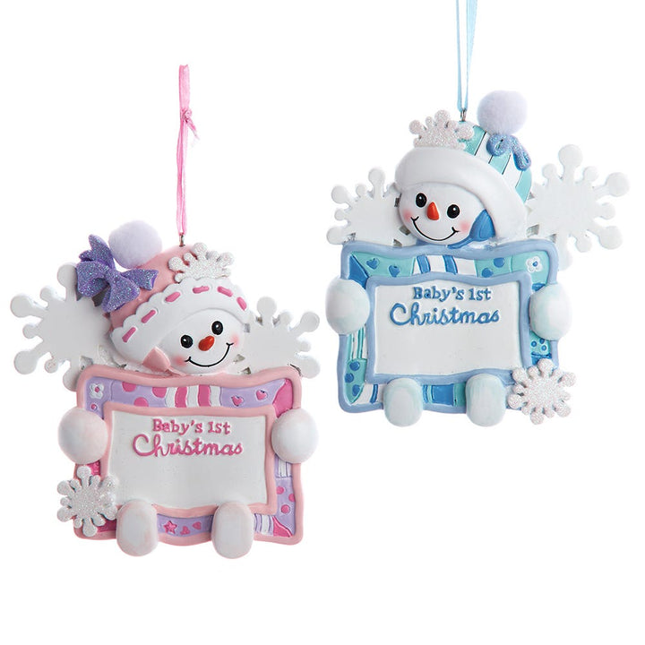 3.5" Baby's 1st Snowboy/Snowgirl with Sign Ornament, 2 Assorted H5671