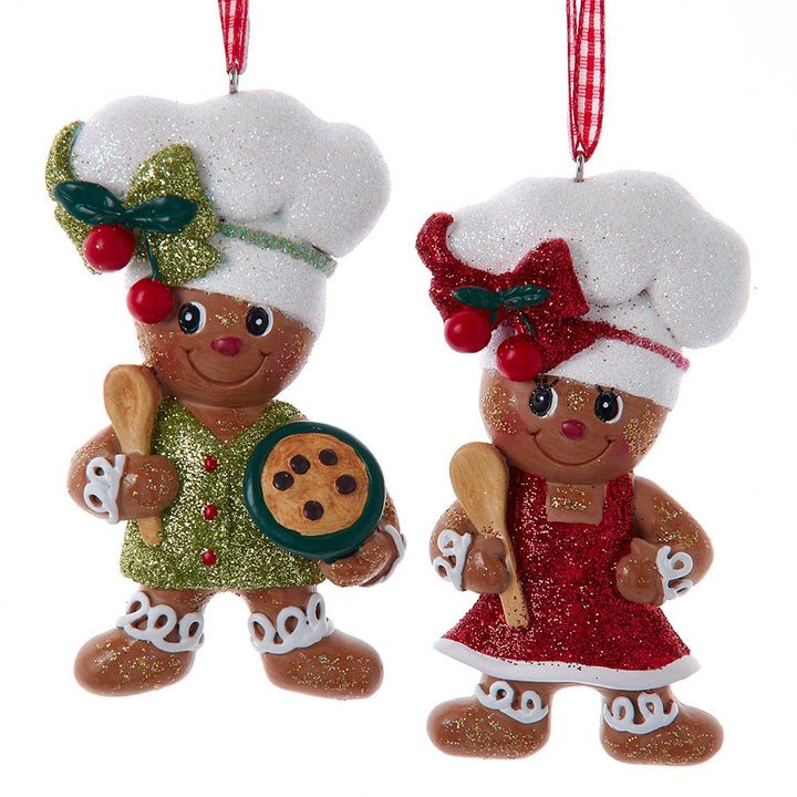 4" Gingerbread Boy & Girl with Spoon Ornaments, 2 Assorted #H5685