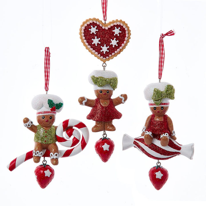 5.5" Gingerbread Boy & Girl on Candies & Cookie Ornament, 3 Assorted #H5687