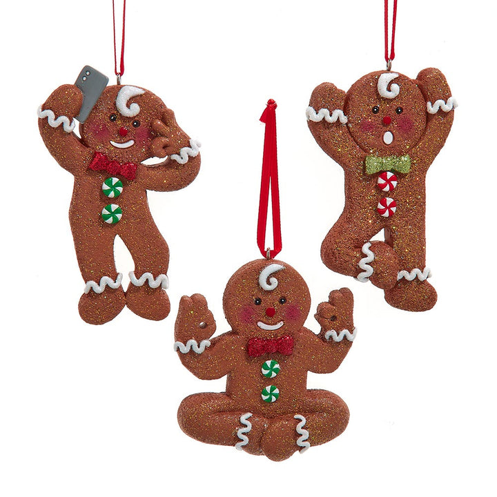 3.5" Gingerbread Yoga Pose & Selfie Ornament, 3 Assorted #H5690