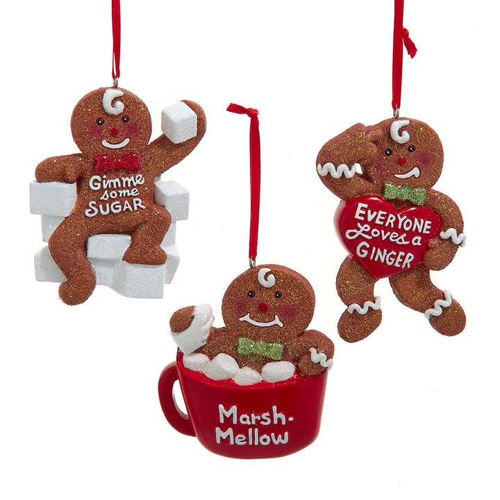 3.5" Gingerbread Man Cup, Heart & Sugar Ornament, 3 Assorted #H5691