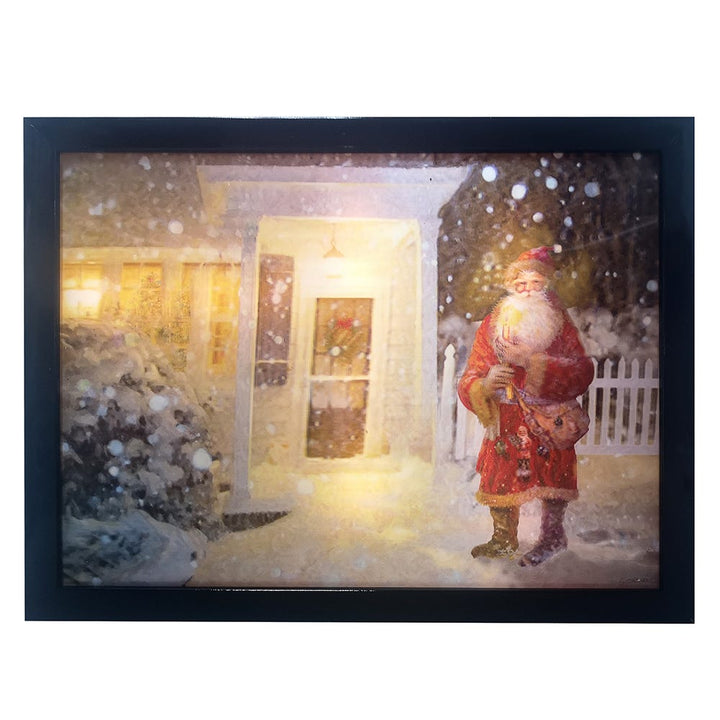 Kurt Adler 15.7-Inch Battery-Operated 3D LED Framed Christmas Scene and Santa Art 