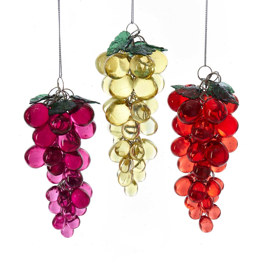 5.5" Beaded Grape Ornament, 3 Assorted H7527