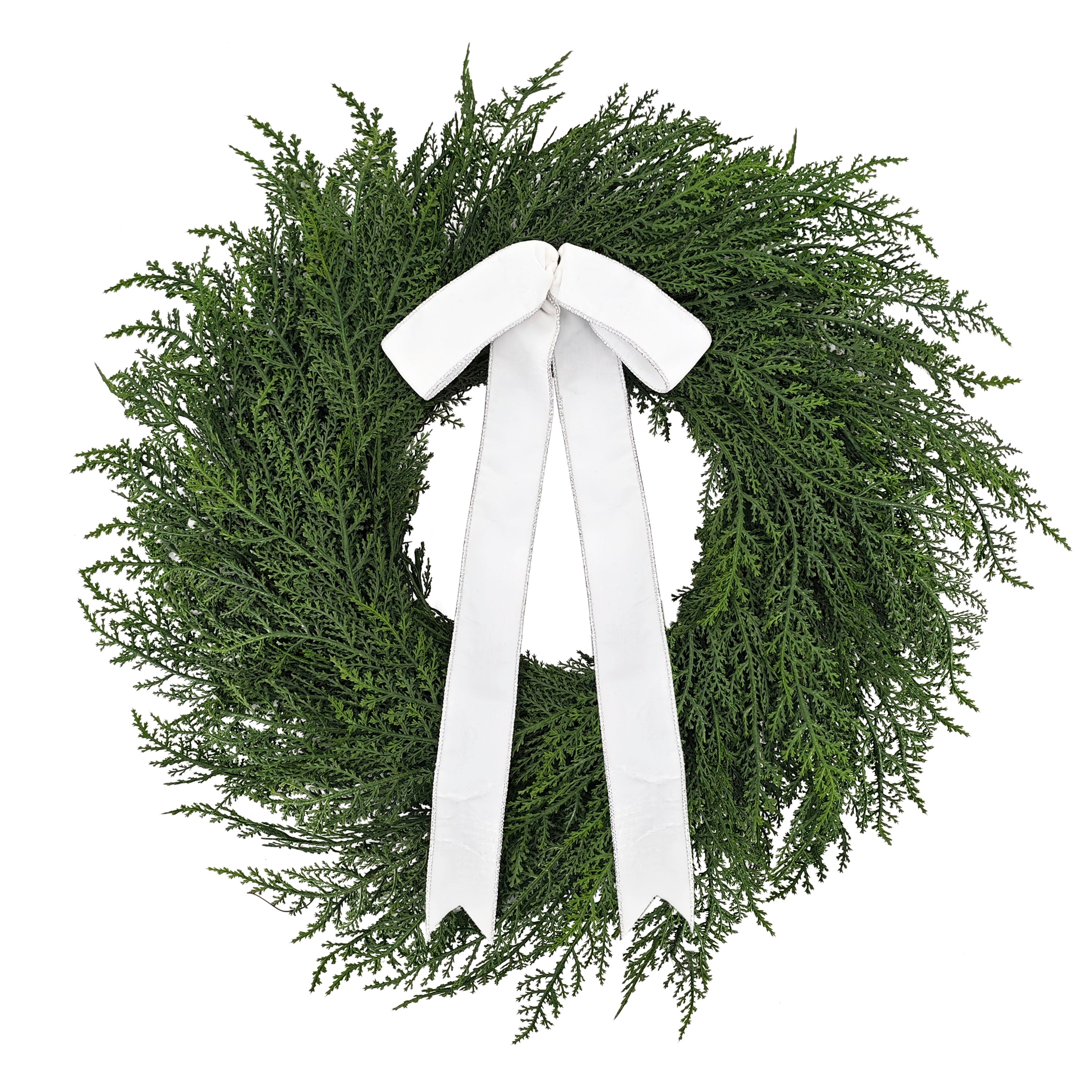 22" Artificial PE Cypress Christmas Wreath with Bow 5997-W22A