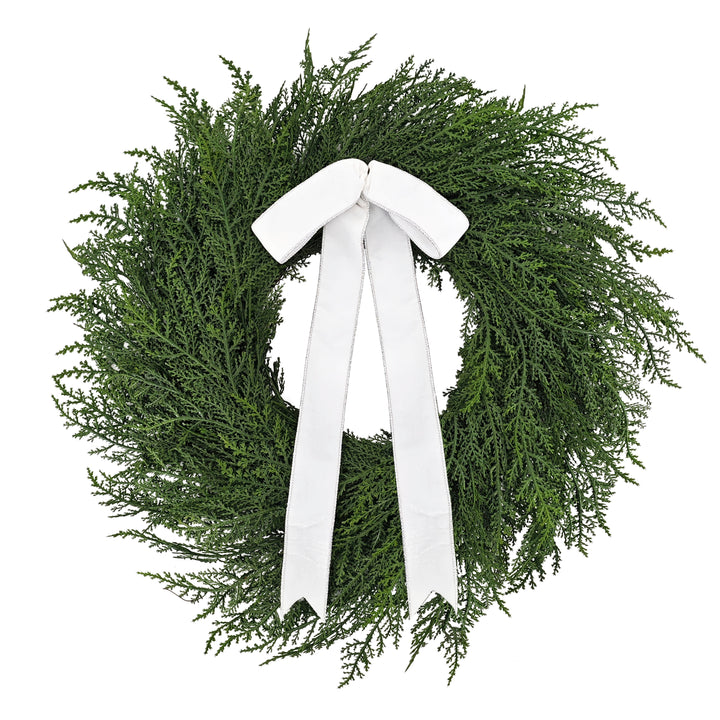 22" Artificial PE Cypress Christmas Wreath with Bow 5997-W22A