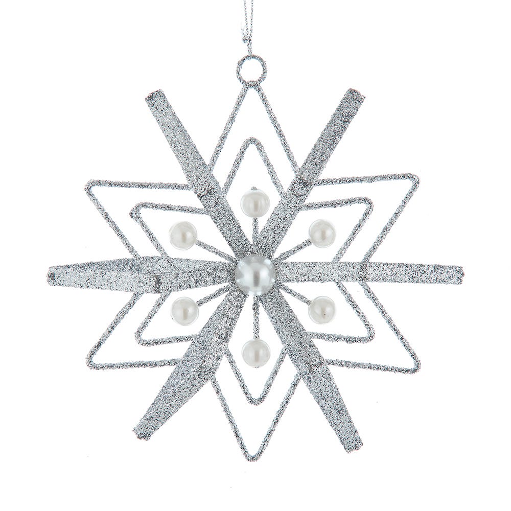 5" Silver Glitter Snowflake Ornament #H8902