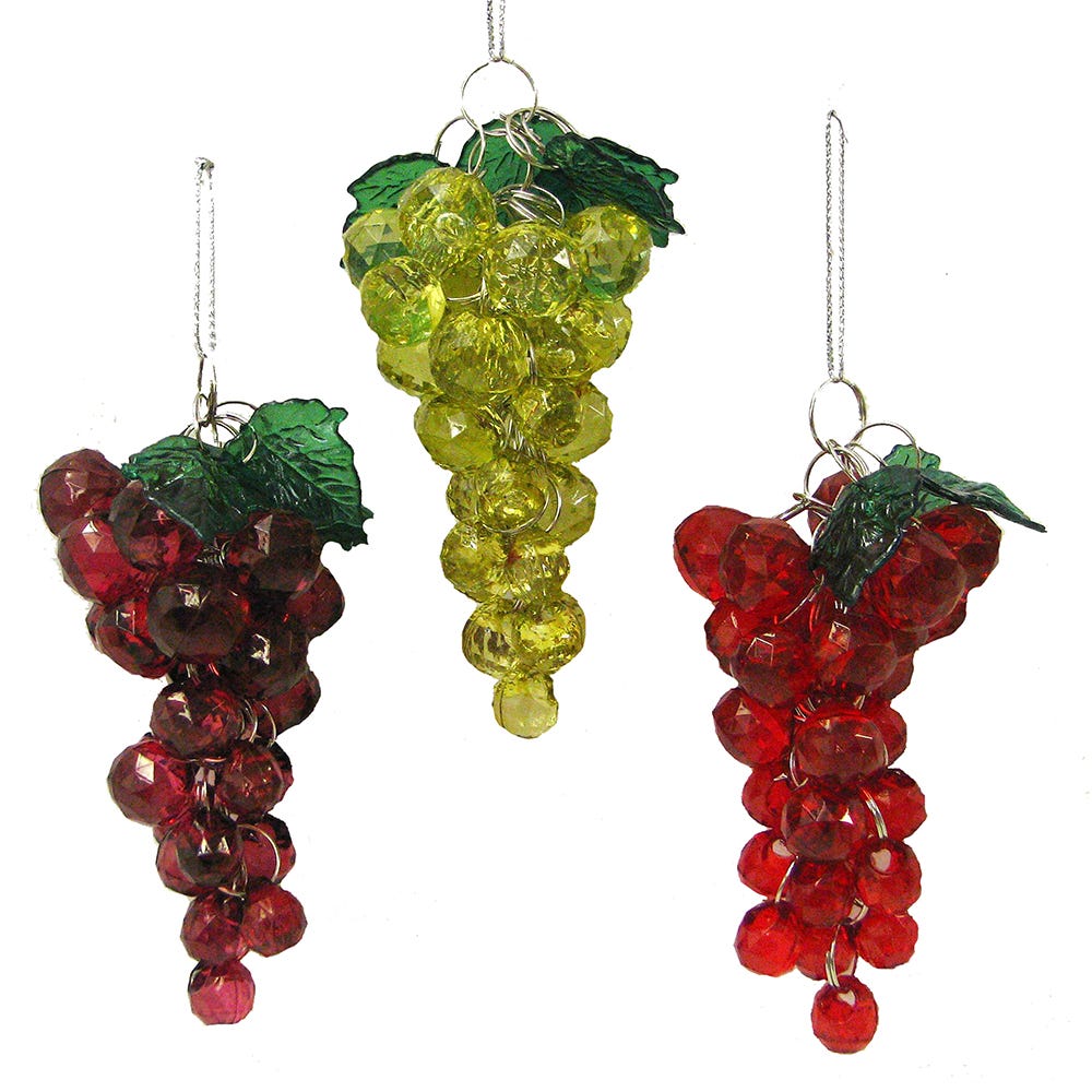 4" Beaded Grape Ornament, 3 Assorted #H9885