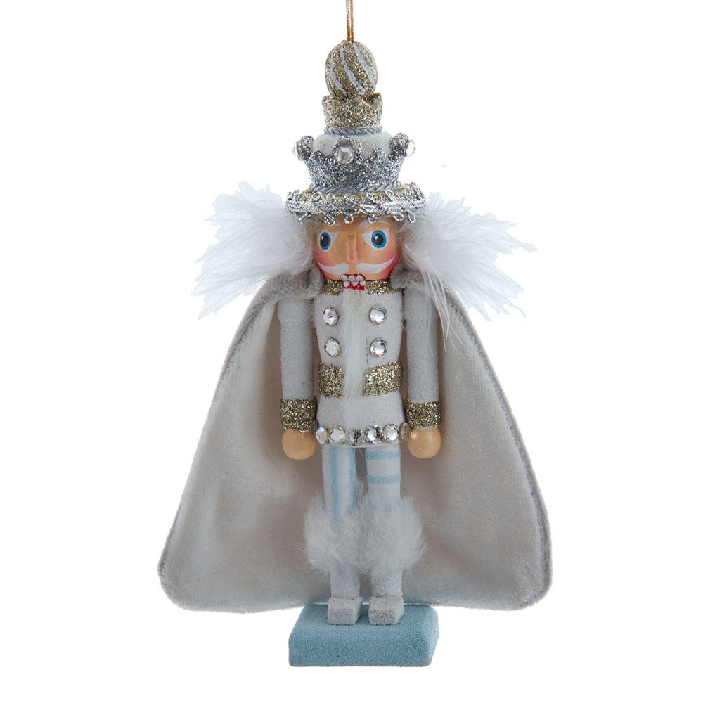 Kurt Adler 6-Inch Hollywood White and Silver Swarovski King Nutcracker Ornament HA0600