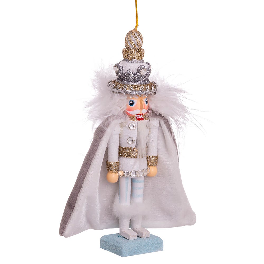 Kurt Adler 6-Inch Hollywood White and Silver Swarovski King Nutcracker Ornament