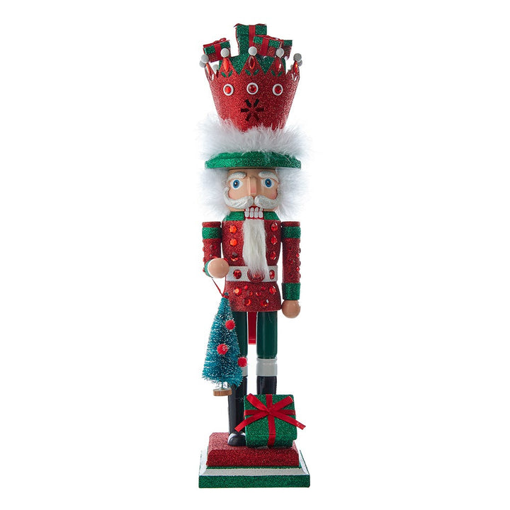 Kurt Adler 18-Inch Hollywood Nutcrackers Red and Green with Presents Crown Nutcracker