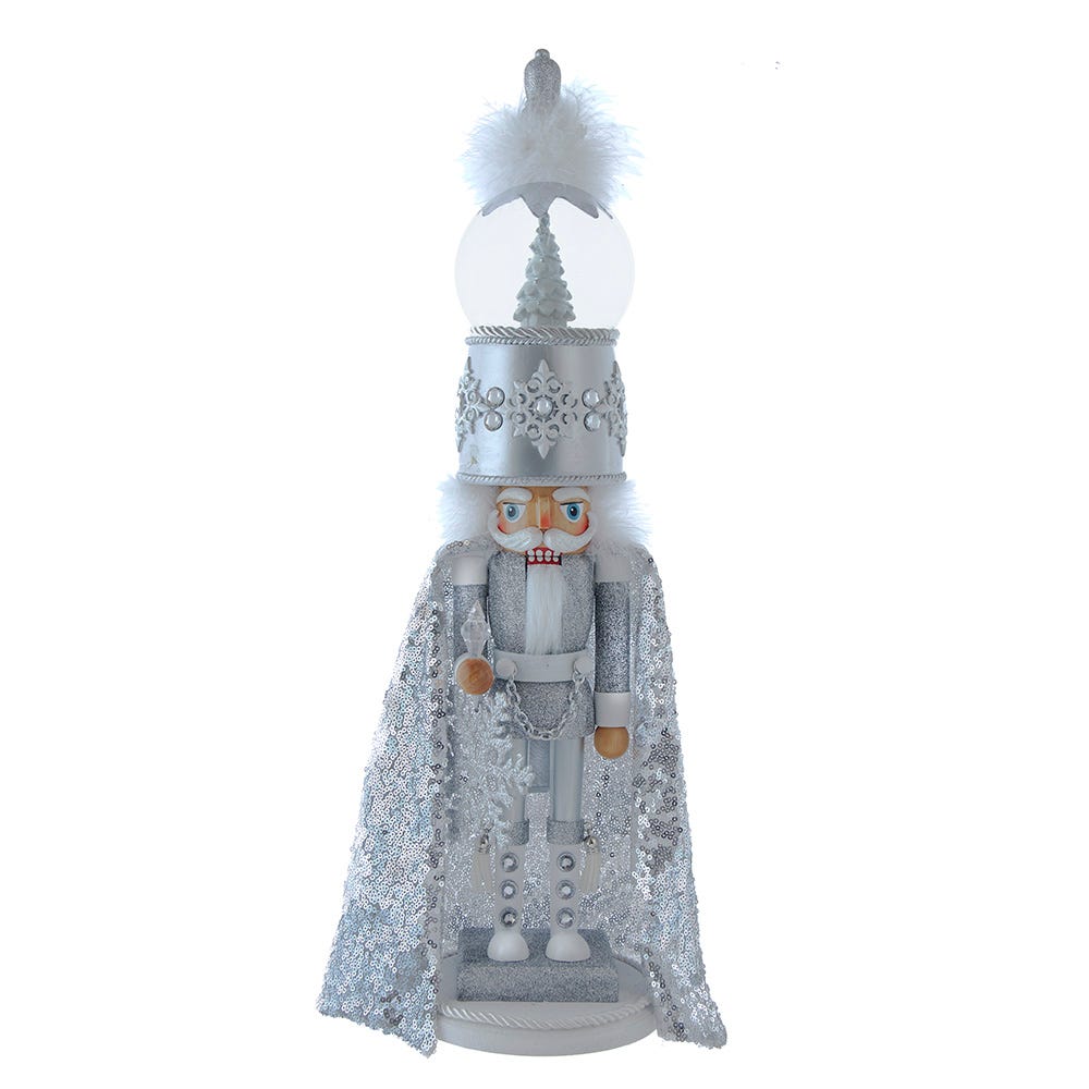 Kurt Adler Battery Operated 22-Inch Hollywood Nutcrackers Musical Silver Nutcracker With Water Globe HA0775