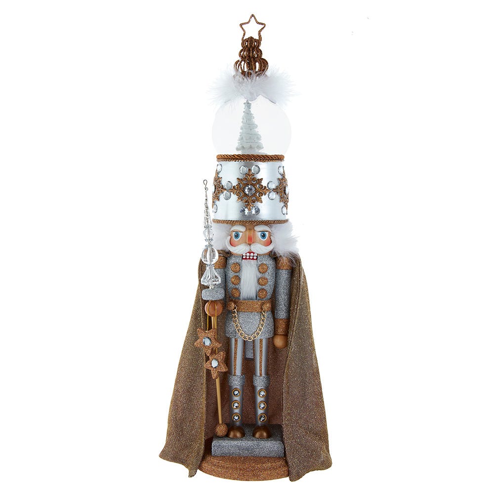 Kurt Adler 22-Inch Hollywood Nutcrackers Musical Gold and Silver Nutcracker With Water Globe HA0778