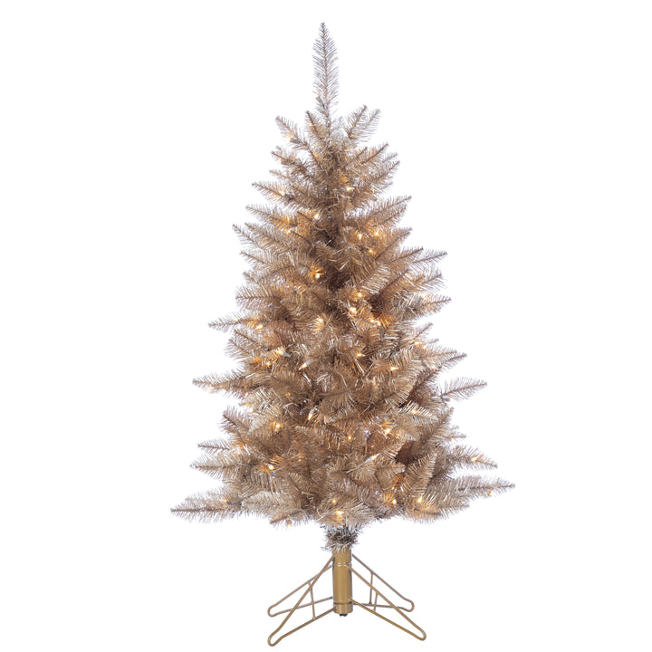 Sterling 4 ft. Pre Lit Clear UL Rose Gold Tuscany Tinsel Tree
