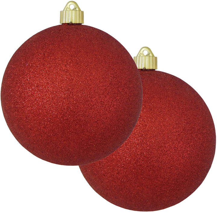 Christmas by Krebs Red Glitter 6 in Shatterproof Commercial Grade Christmas Ornament Set of 2 #KBX04749