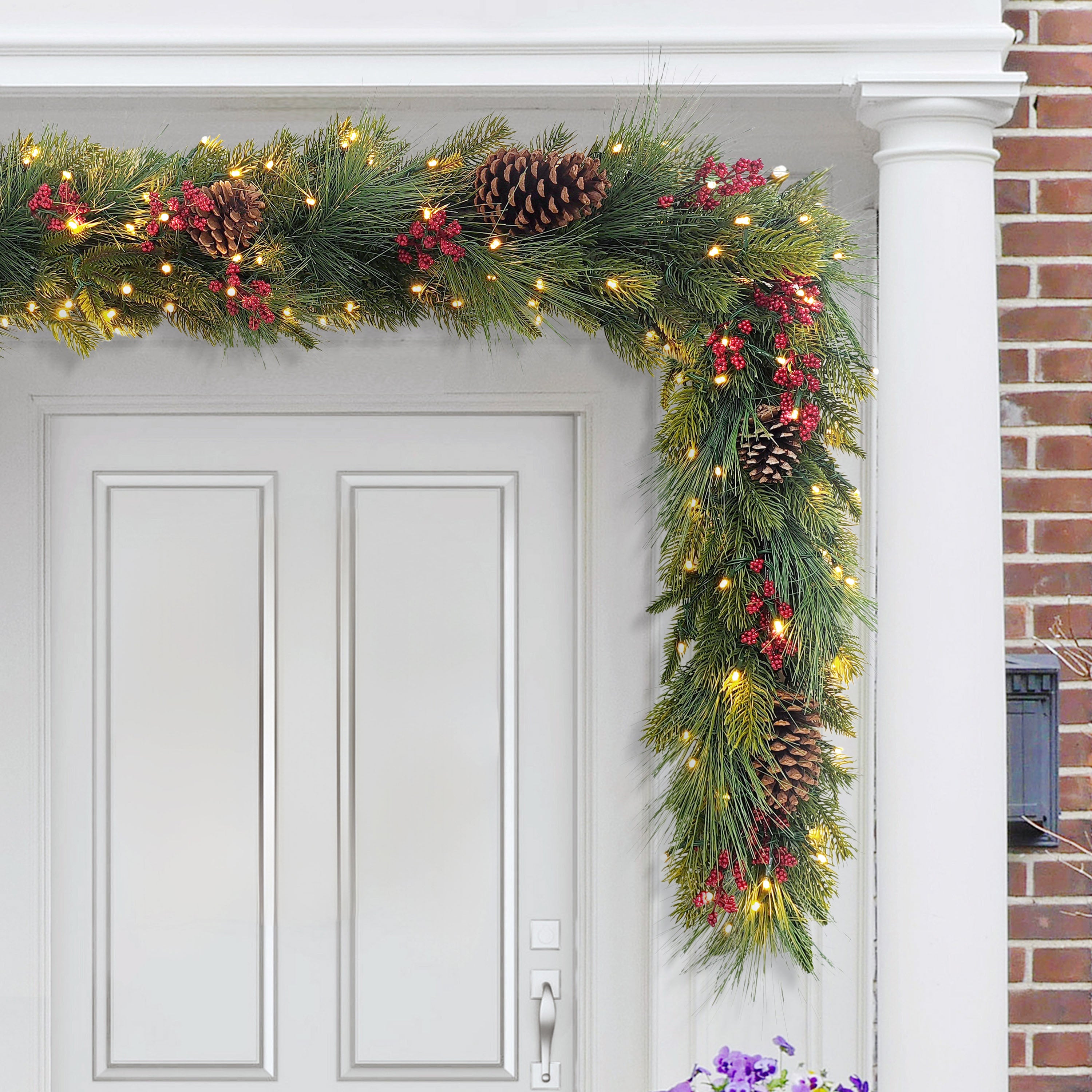 6' x 10" Pre-Lit Battery-Operated Adorned Christmas Garland