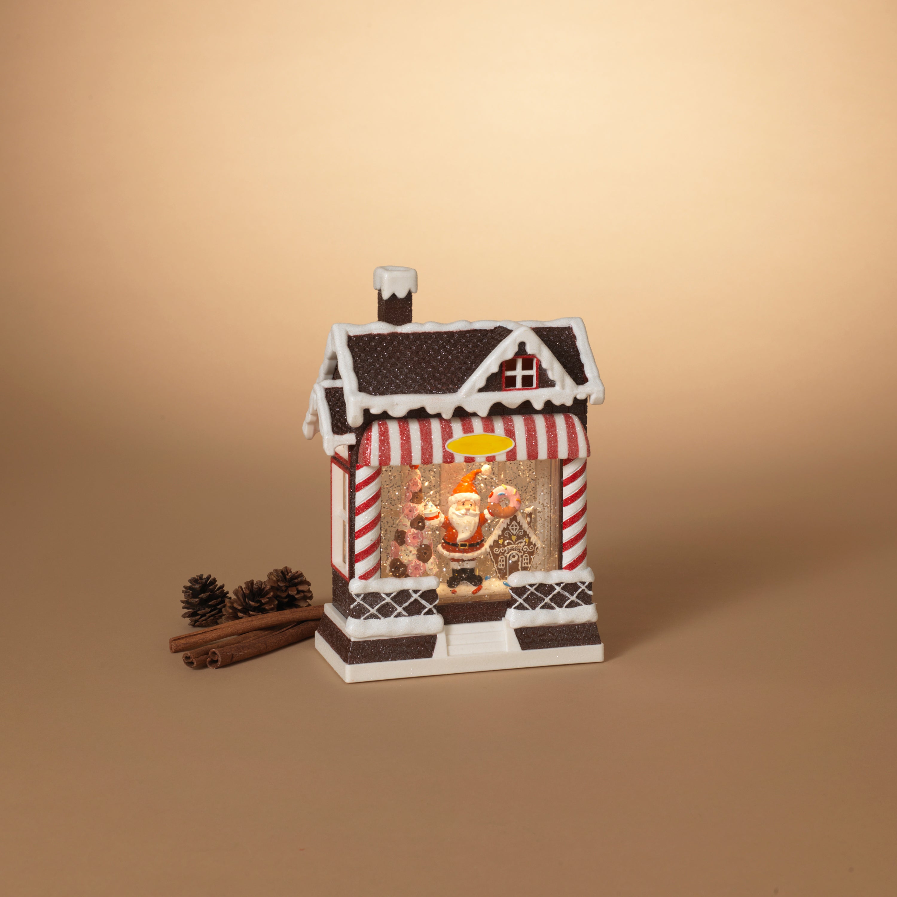 Lighted 10 in H Battery Operated Lighted Spinning Water Globe Candy Shop with Holiday Scene 2651250EC