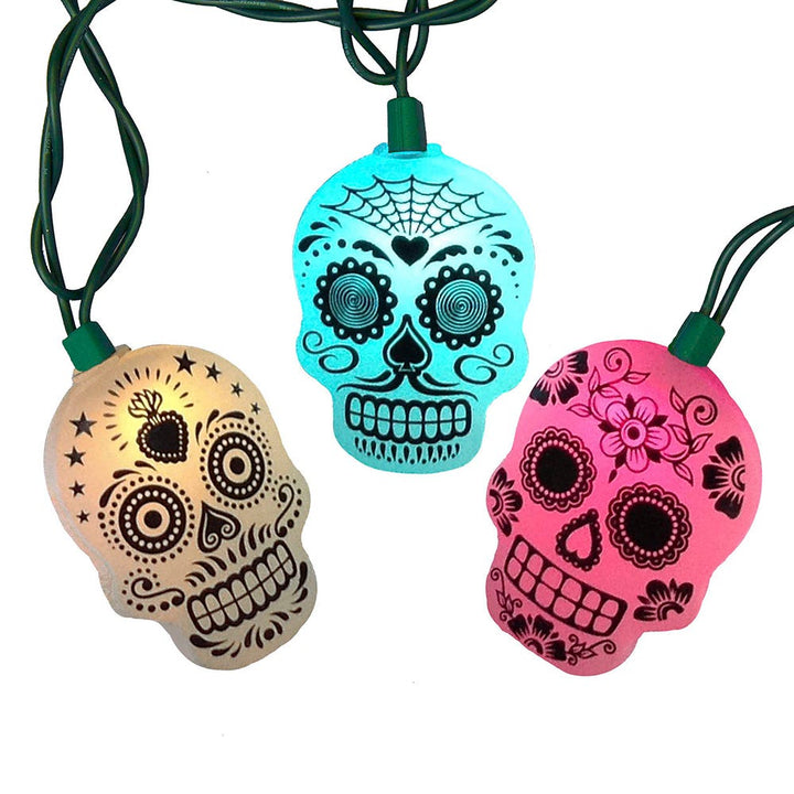 Kurt Adler UL 10-Light Color Changing Sugar Skull Light Set