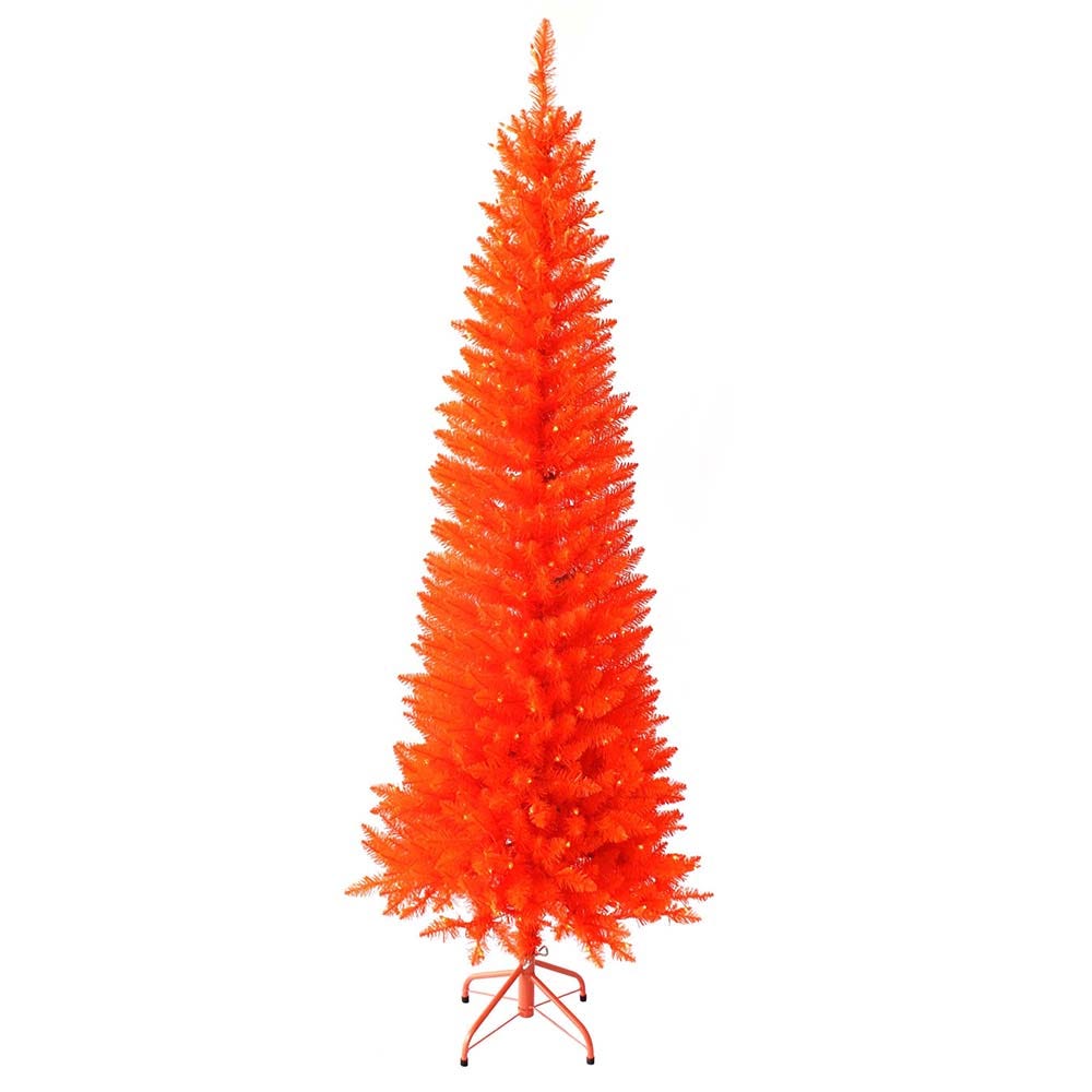 Kurt Adler 6' Prelit Halloween Orange Slim Tree KS-HW1753LED