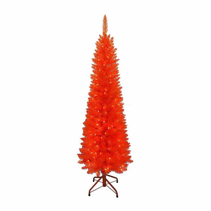 Kurt Adler 5-Foot Pre-Lit Orange Slim Tree     