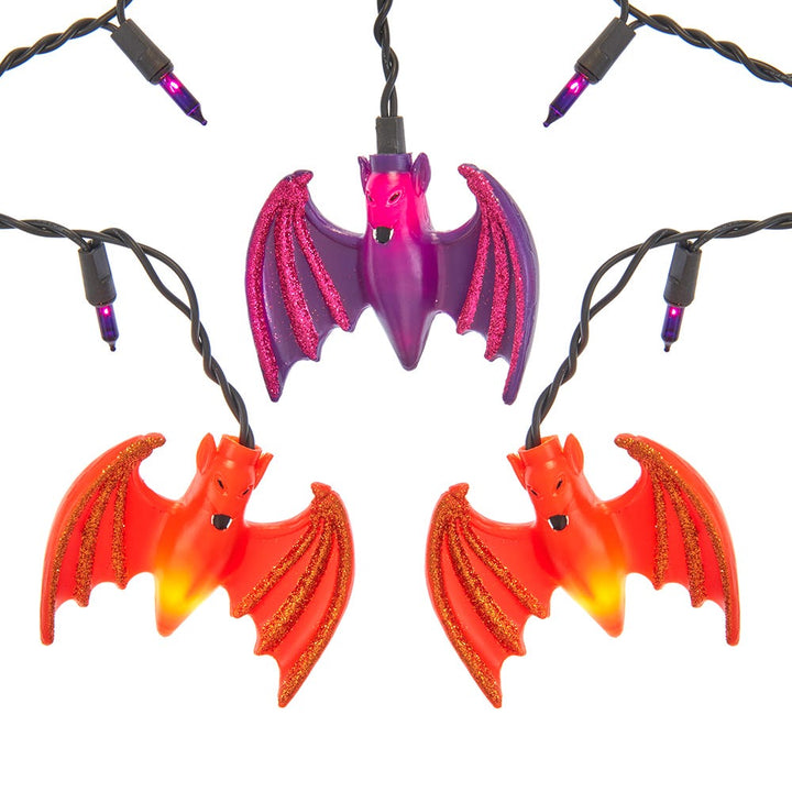 Kurt Adler UL 25-Purple and Orange Bat Icicle Light Set