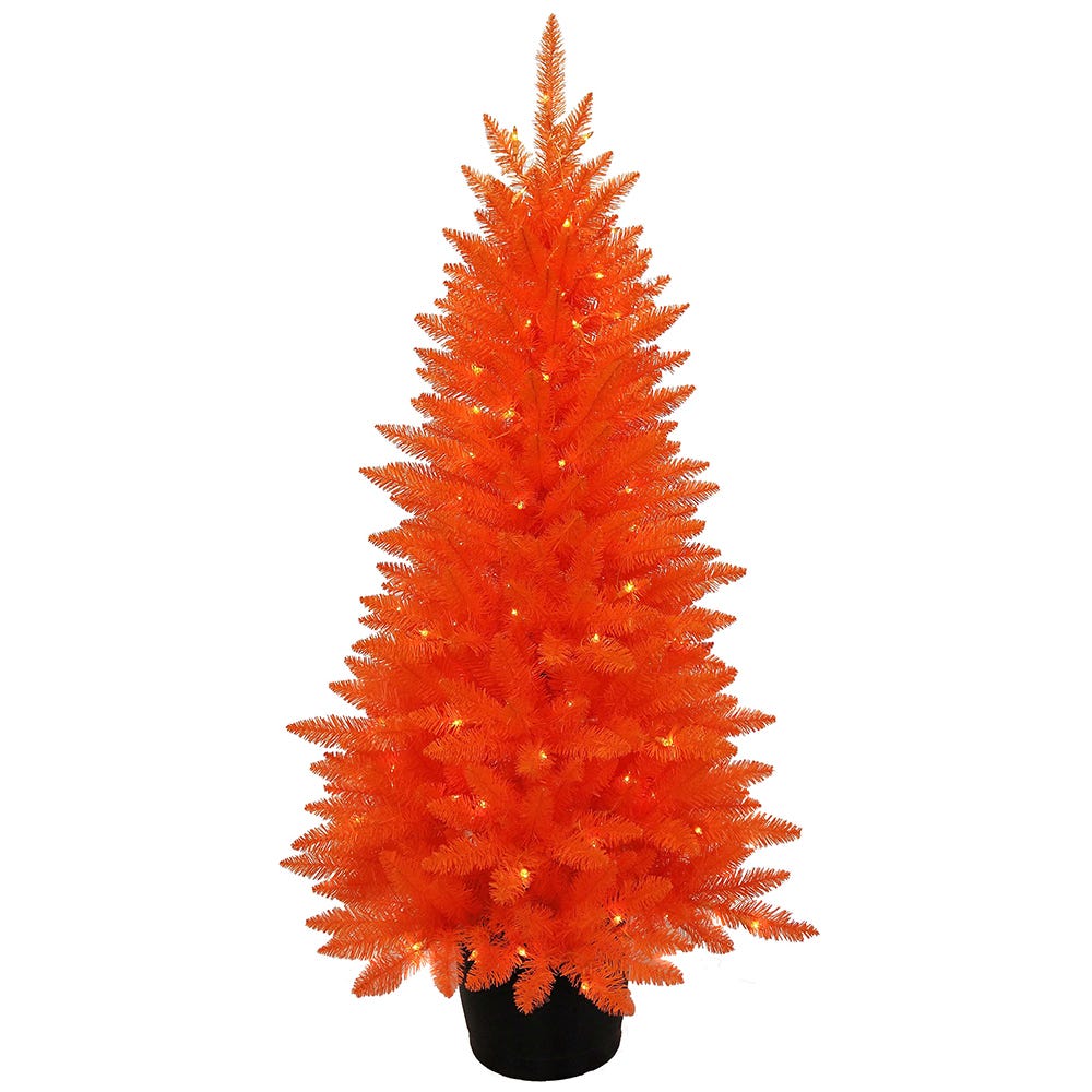 Kurt Adler 4.5 Foot Pre Lit Orange Potted Tree KS-HW1898