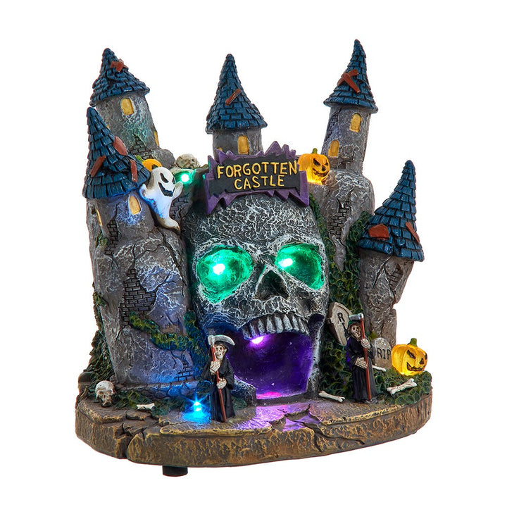 Kurt Adler 6.4-Inch Battery Operated Multicolor LED Lighted Skull Castle Table Piece