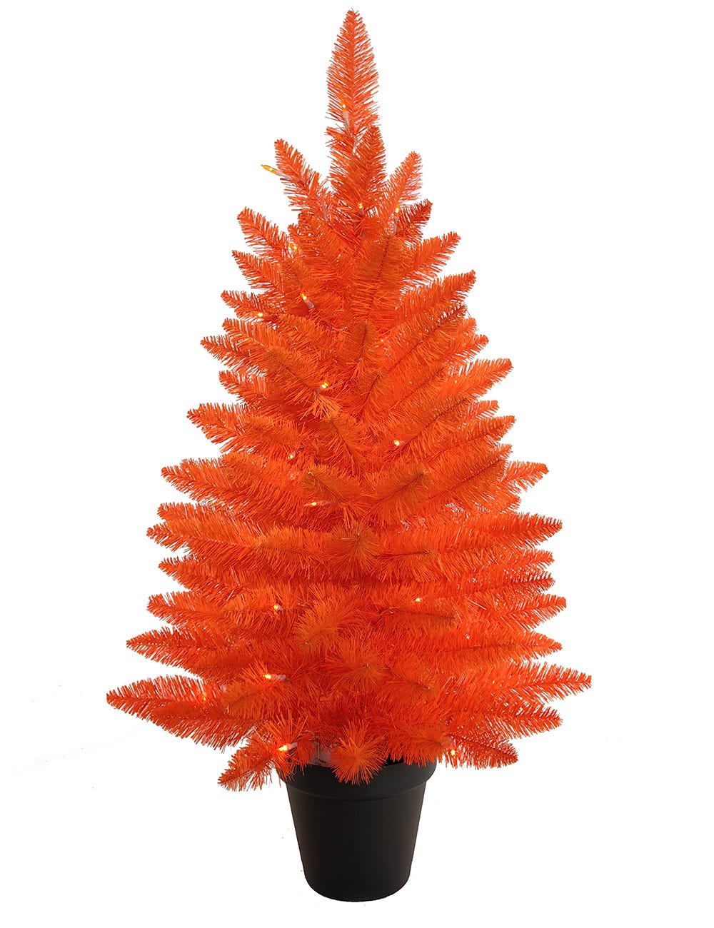 Kurt Adler 3-Foot Battery-Operated Pre-Lit Halloween Orange Potted Tree With Orange LED Lights KS-HW1916