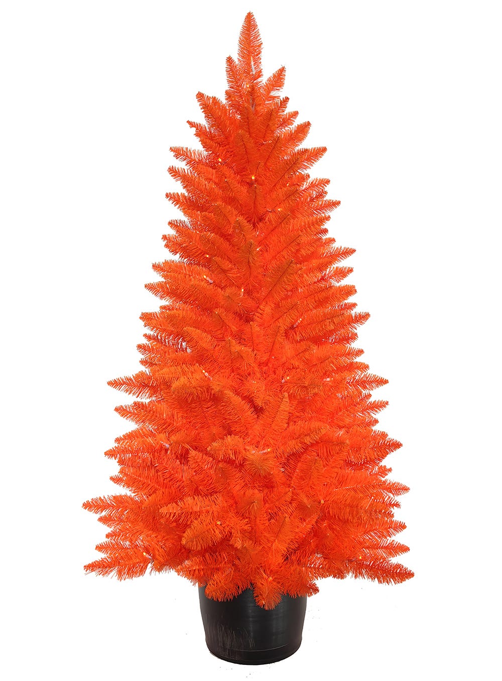 Kurt Adler 4.5-Foot Battery-Operated Pre-Lit Halloween Orange Potted Tree With Orange LED Lights KS-HW1917