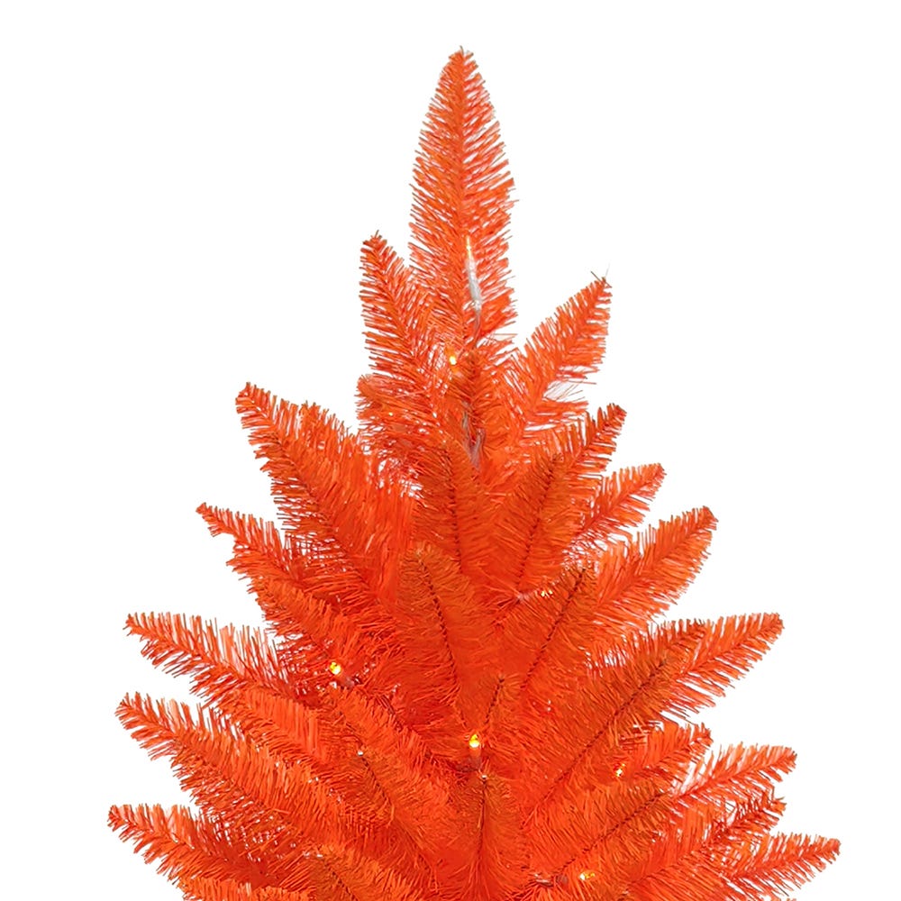 Kurt Adler 4.5-Foot Battery-Operated Pre-Lit Halloween Orange Potted Tree With Orange LED Lights