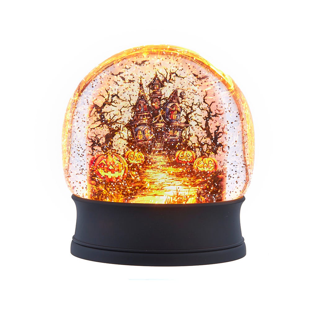 Kurt Adler 6.5-Inch Battery Operated USB Halloween LED Lighted Village Scene Water Lantern. KS-HW1934