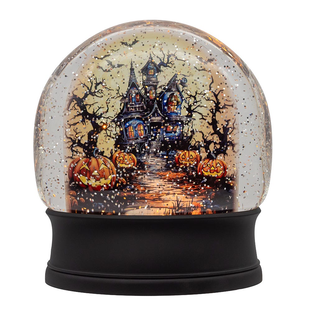 Kurt Adler 6.5-Inch Battery Operated USB Halloween LED Lighted Village Scene Water Lantern.