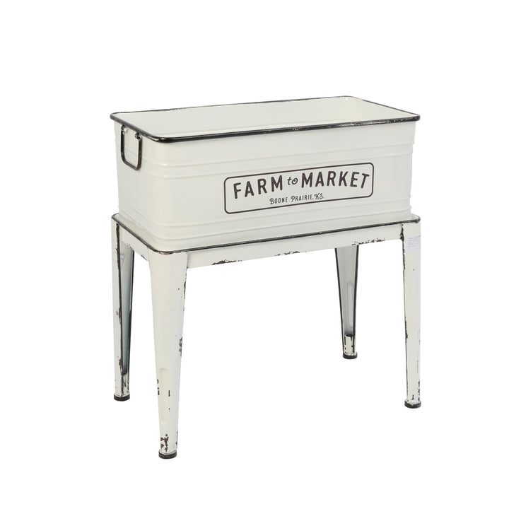 22.8 in. Antique Farmhouse White Metal Planter