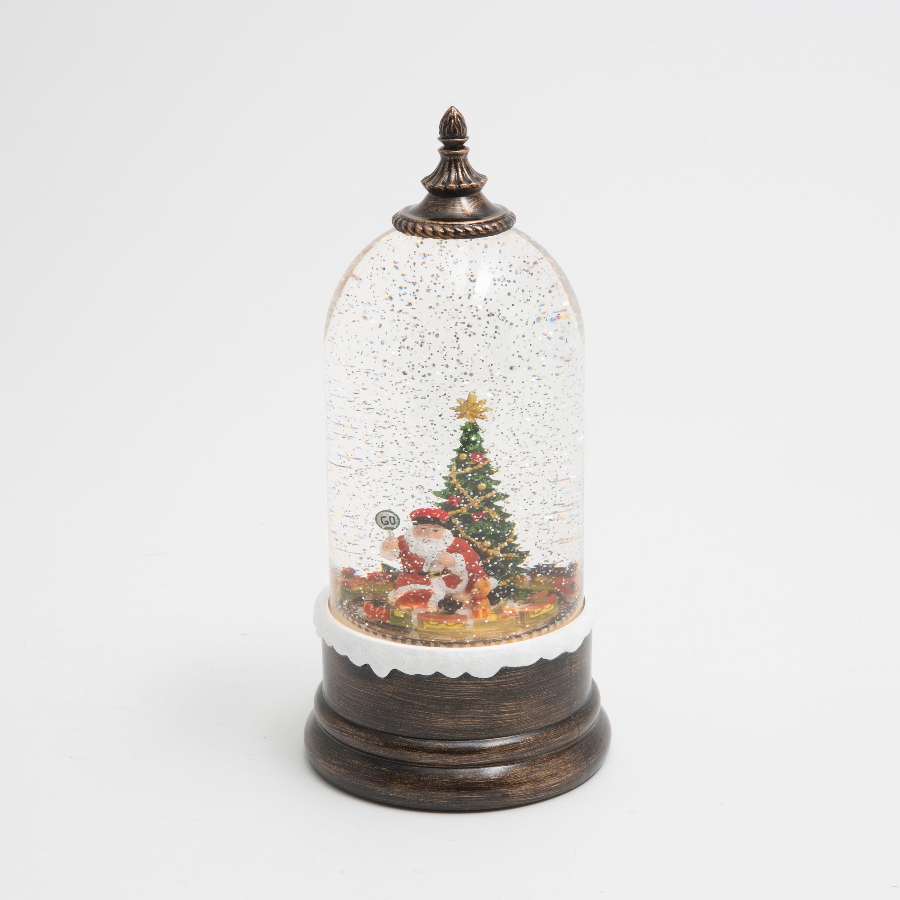 Graceful 10.25 in H Battery Operated Lighted Holiday Spinning Water Globe