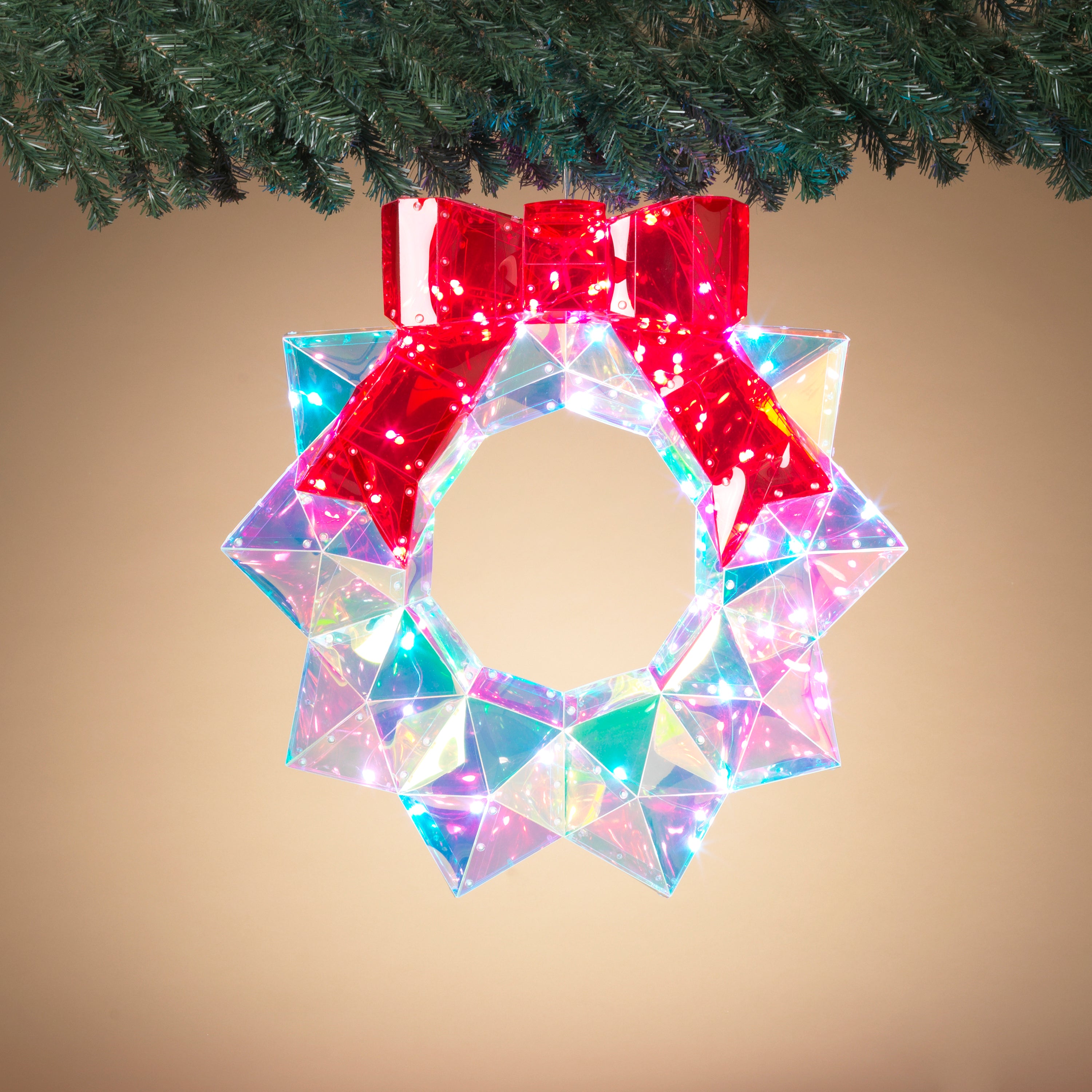 Estate style 21.8 in D USB Electric RGB Lighted Holographic Hanging Wreath 2738740EC