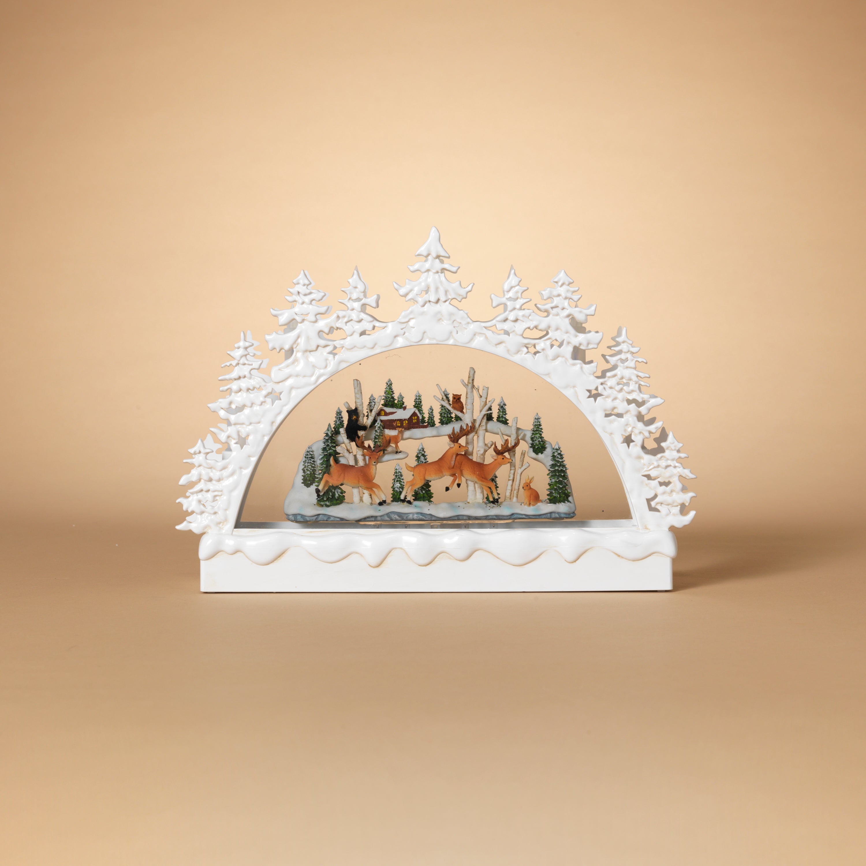 Polished 12.75 in L Battery Operated Lighted Holiday Village Scene Spinning