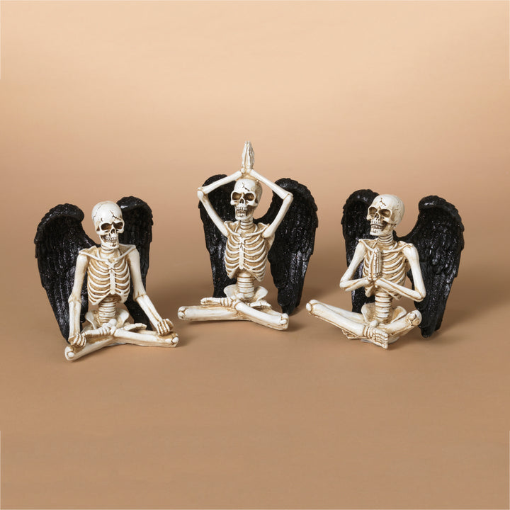 6.69 Inch High Resin Halloween Yoga Skeletons with Wings Set of 3 #2736800EC