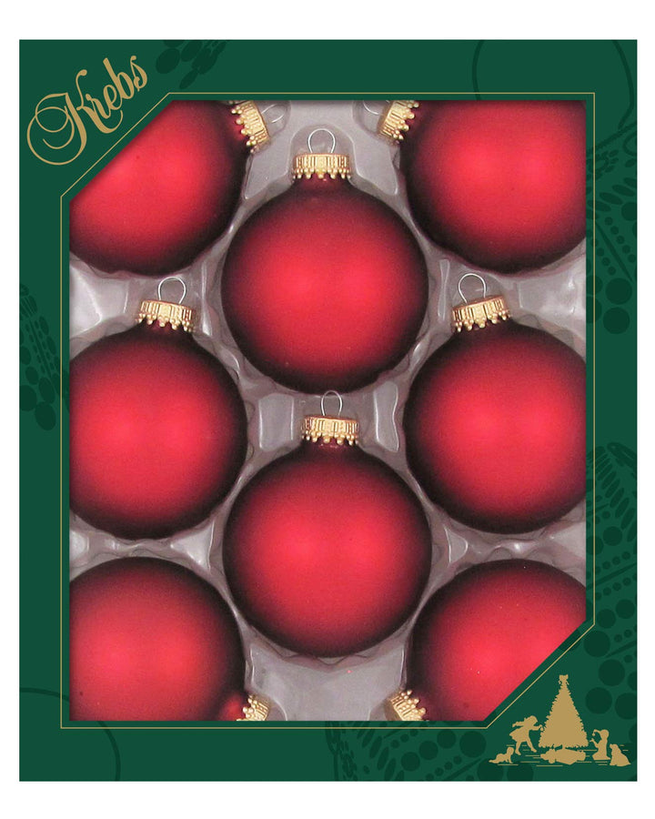 Christmas by Krebs Red Velvet 2.63 in Glass Christmas Tree Ornaments Set of 8 #KBX70209