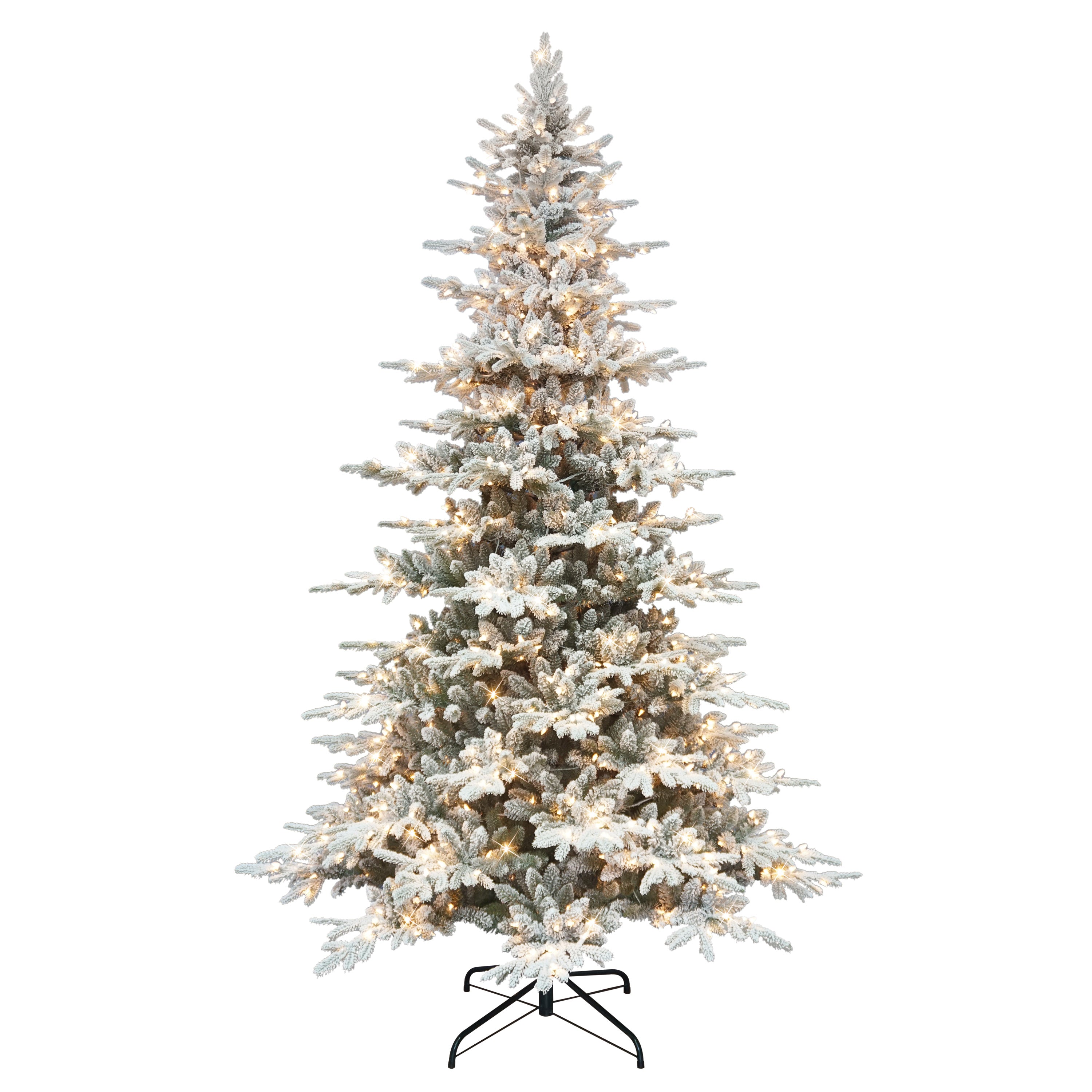 9 ft Pre-lit Flocked Utah Fir Artificial Christmas Tree with 800 UL Clear Lights Metal Stand Green UTFA-T90C8