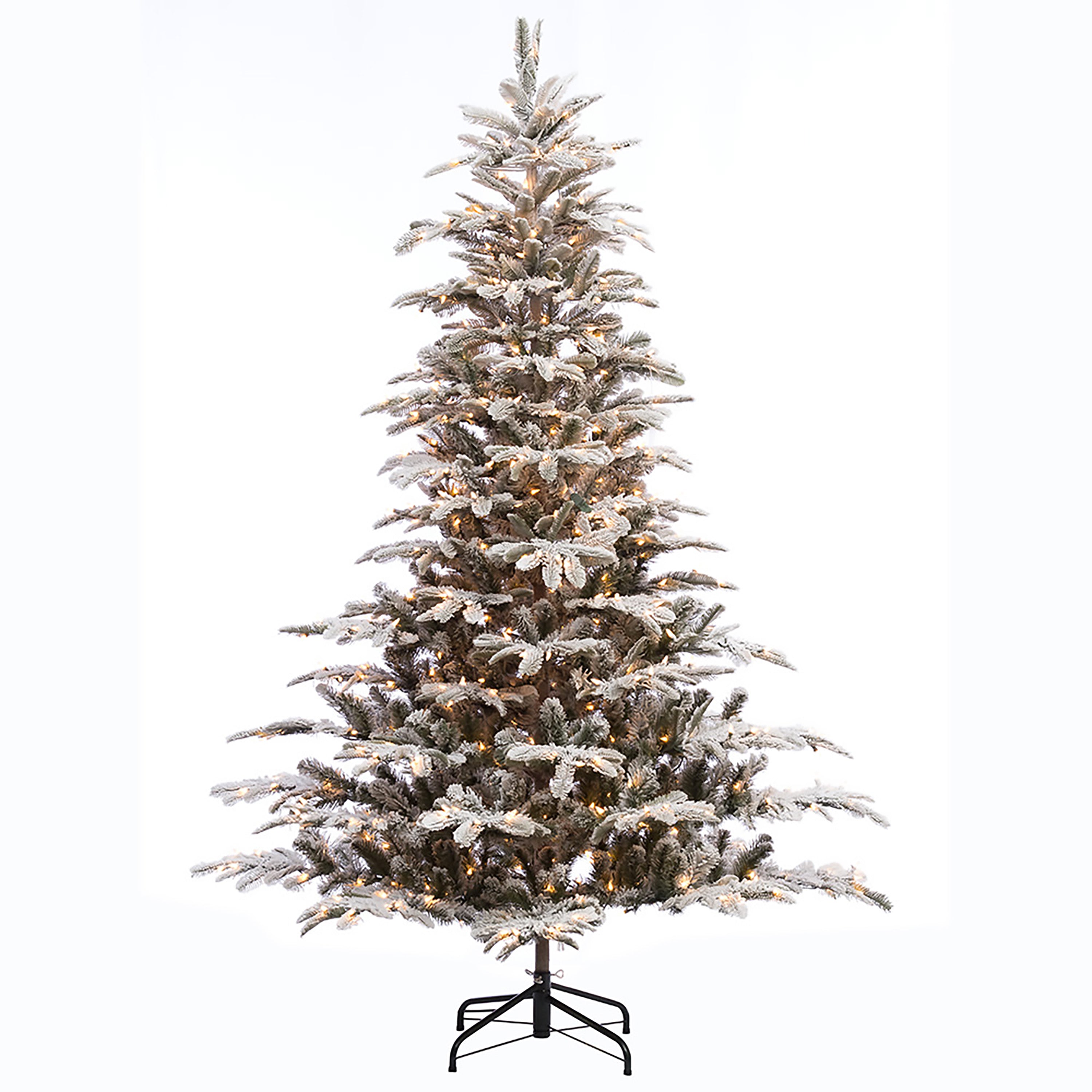 6.5 ft Pre-lit Flocked Aspen Fir Artificial Christmas Tree with 500 UL Clear Lights, Metal Stand, Green APGFA-65C5